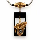 3 - Collier avec médaillon ébène visage laiton et perle DETAIL.webp