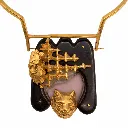 13 - Détail Collier pendentif chat plaqué or et ébène.webp