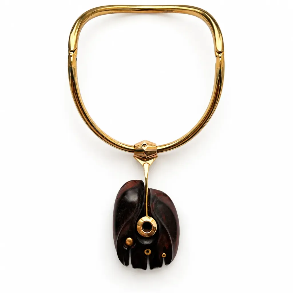 [1 - Collier ébène pendentif patte de chat] J001 - Collier