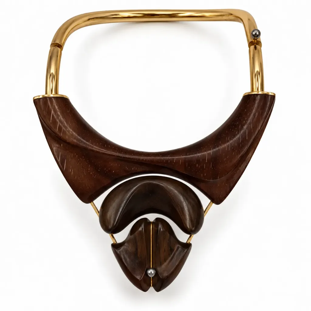 [5 - Collier Plastron bois cocobolo] J005 - Collier