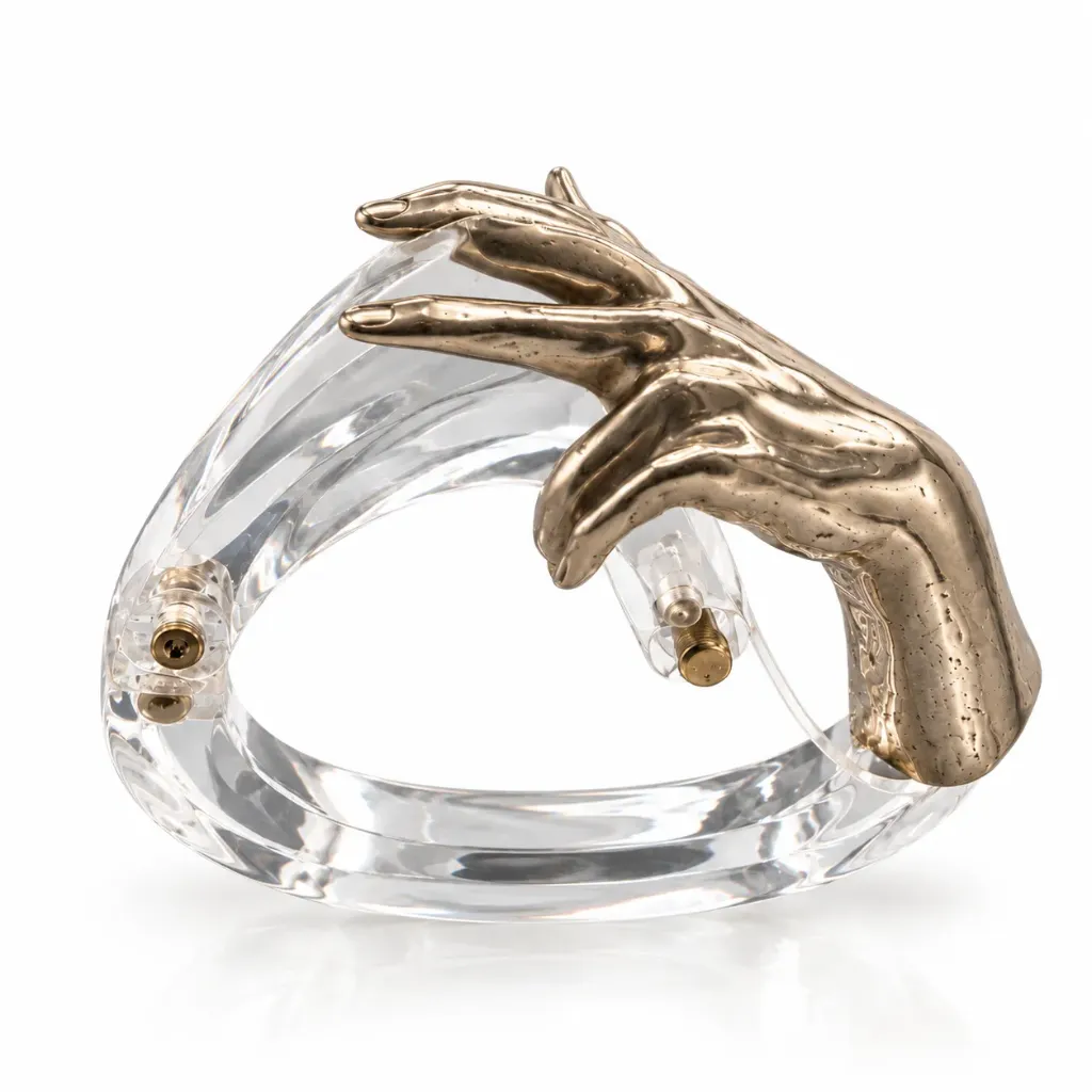[15 - Bracelet plexiglas mains laiton] J015 - Bracelet